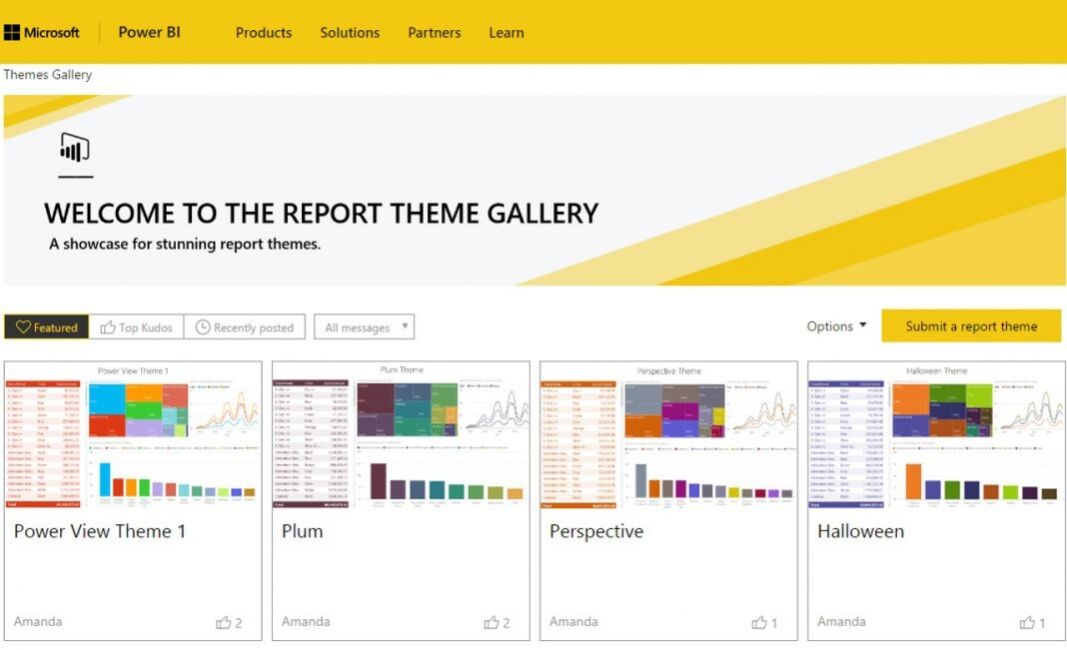 Power BI Theme Gallery Feature