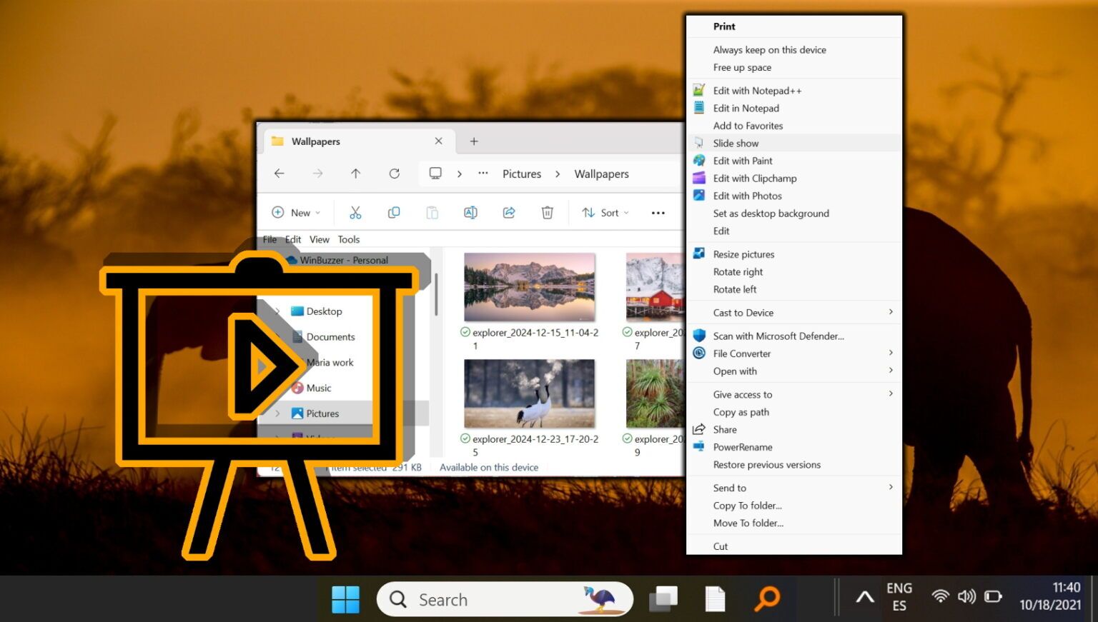 How to Add the Slide Show Option to the Context Menu in Windows 11