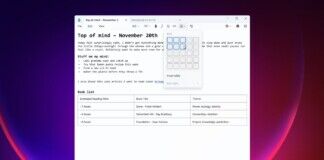 Microsoft Notepad table support