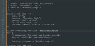 Javascript 30 year anniversary - Free the mark Campaign