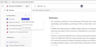 Copilot Notebooks Quick create