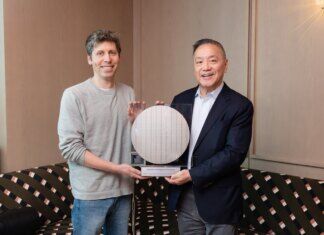 Sam Altman with Broadcom CEO Hock E. Tan and Wafer