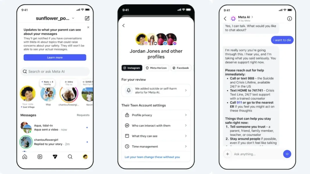 Meta parent notifications for supervised teen AI chats