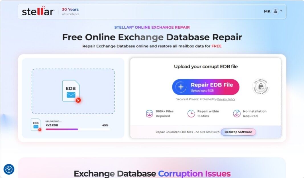 Stellar Free Online Exchange Database Repair