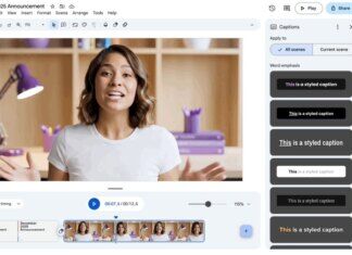 Styled captions in Google Vids