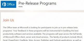 Office  pre release program beta tester registration