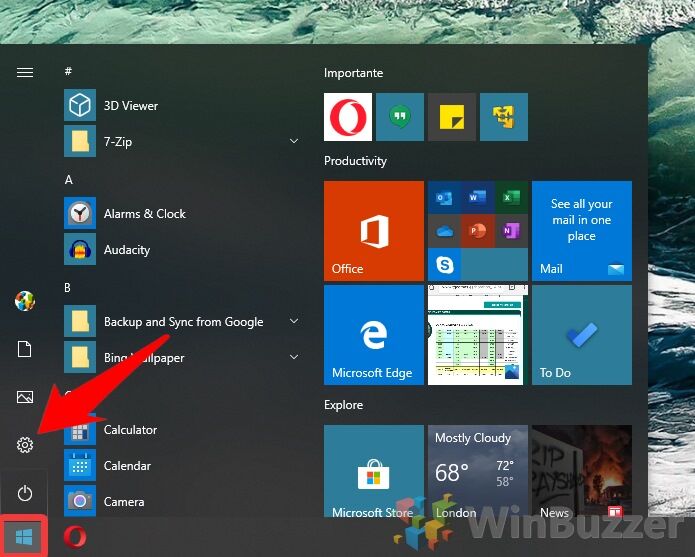 Windows 10 - Open Settings
