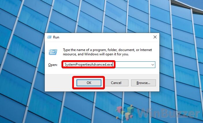 Windows 10 - Run - SystemPropertiesAdvanced.exe