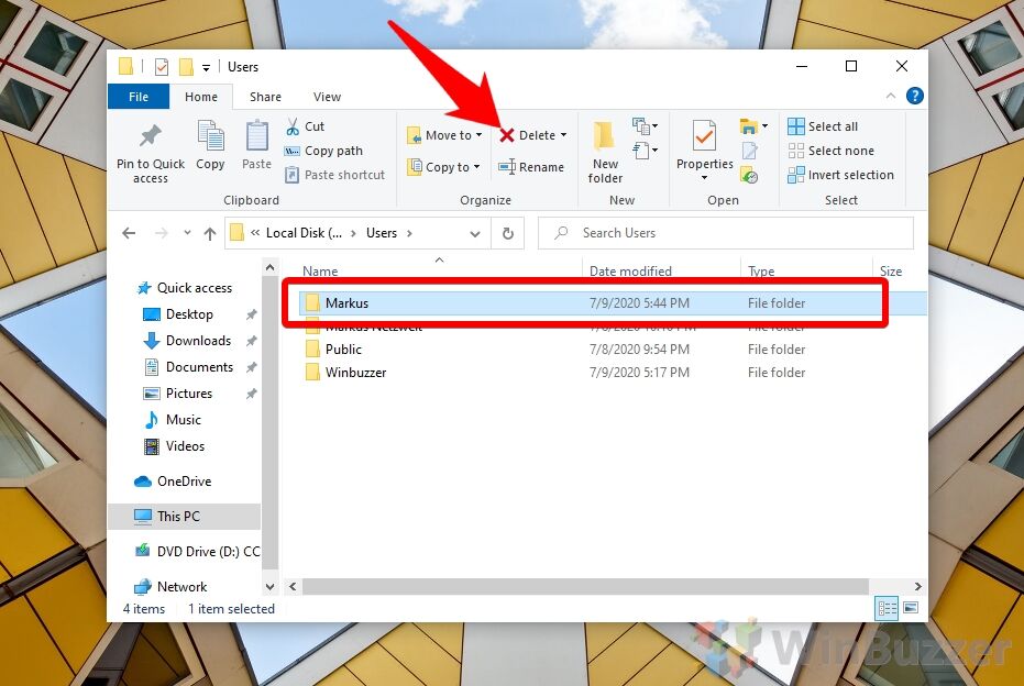Windows 10 - File Explorer - User Profiles - Delete