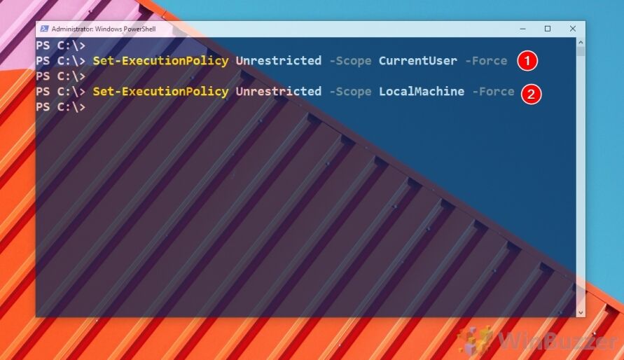 Windows 10 - PowerShell -Deactivate execution Policy override warning