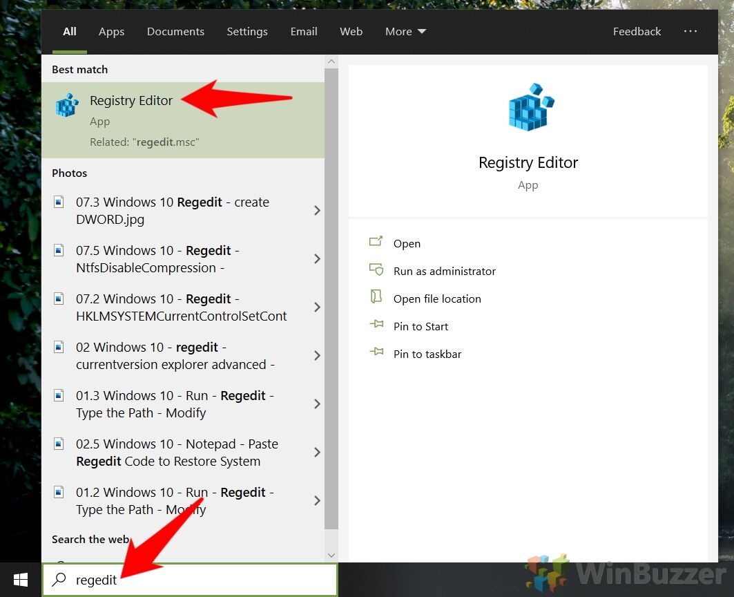 Windows 10 - Open Regedit