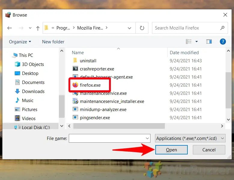 Windows 10 - Control Panel - Windows Defender Firewall - Allow App - Change Settings Allow Another App - Browse - Open App