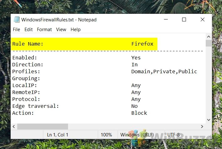 Windows 10 - WindowsFirewallRules.txt - Rule Name - Firefox