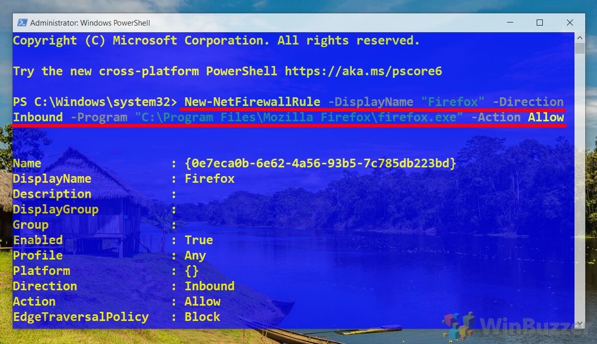 Windows 10 - Elevated PowerShell - Enter the Cmd to Allow App