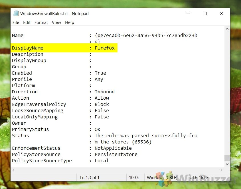 Windows 10 - WindowsFirewallRules.txt - Notepad - Display - Firefox