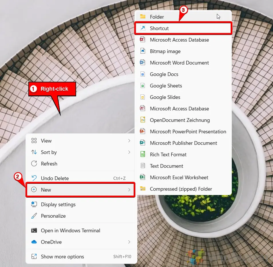 Windows 11 - Desktop - New - Shortcut