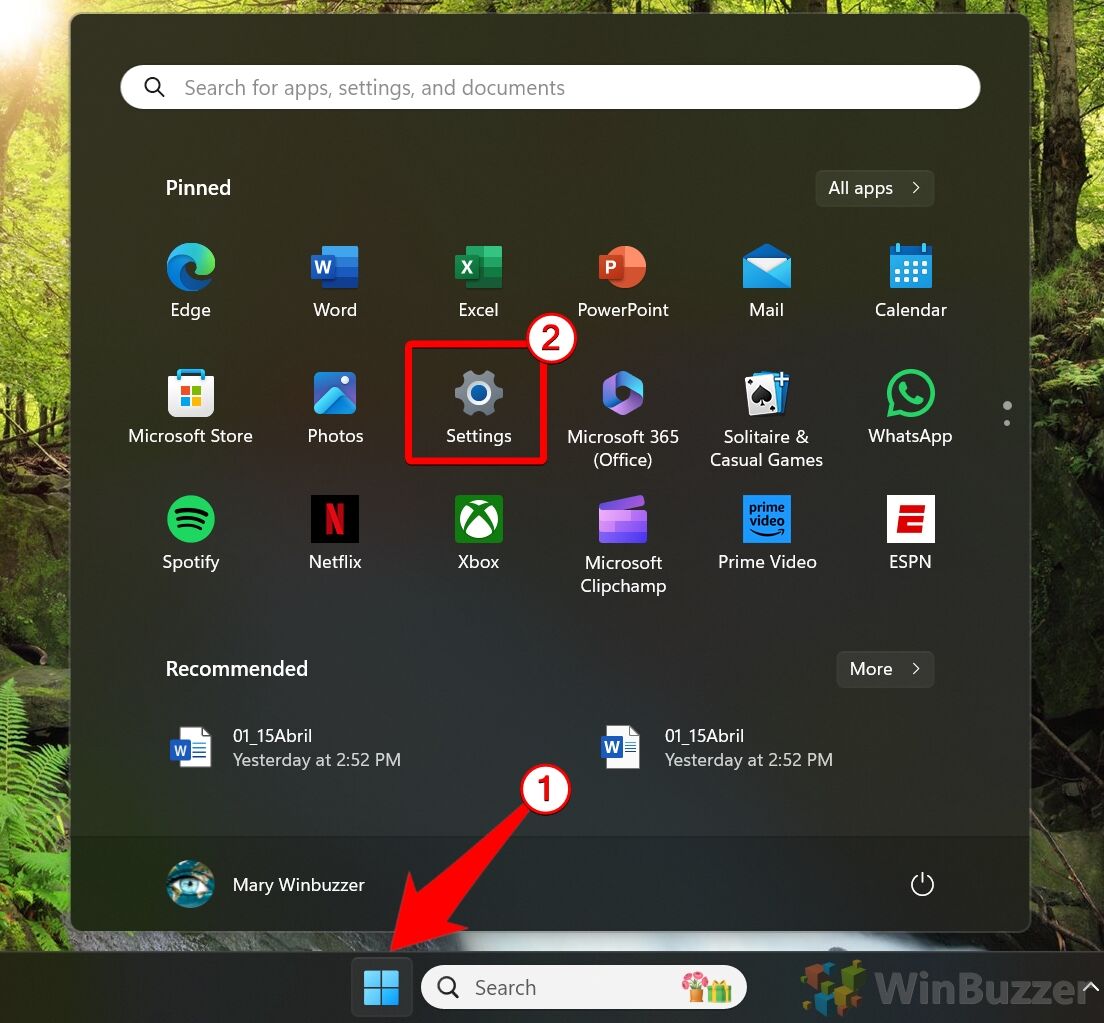 Windows 11 - Open Settings