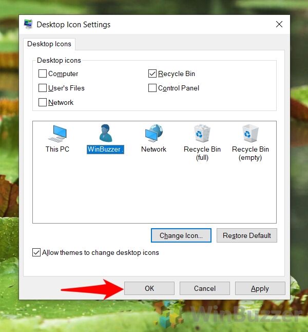 Windows 10 - Settings - Personalization - Themes - Desktop Icon Settings - Select User´s File - Change Icon - Choose One - Accept