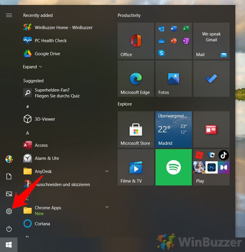 Windows 10 - Open Settings