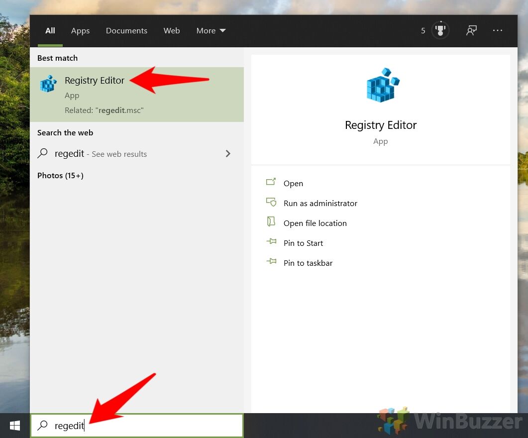 Windows 10 - Open Regedit