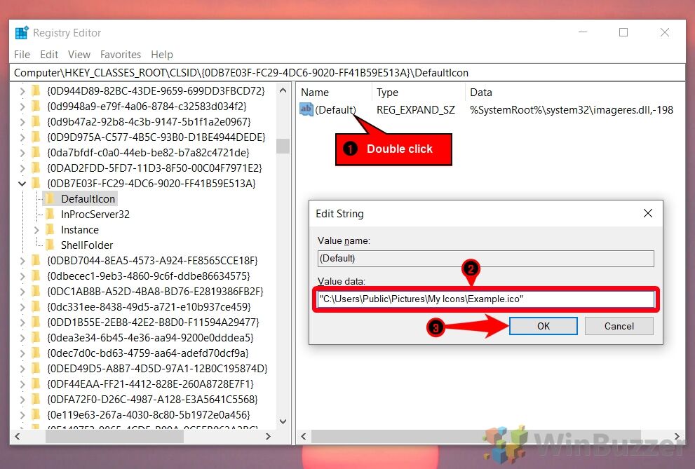 Windows 10 - Regedit - Key To Change Icon of 3D Objects Folder - DefaultIcon - New Value Data - Accept