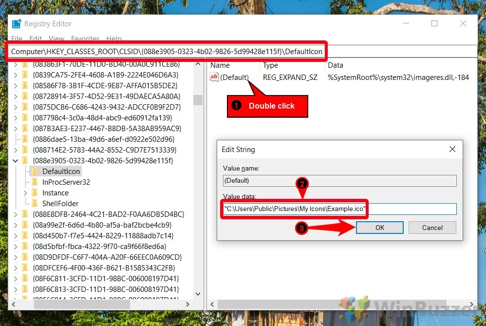 Windows 10 - Regedit - Key To Change Icon of Downloads Folder - DefaultIcon - New Value Data - Accept