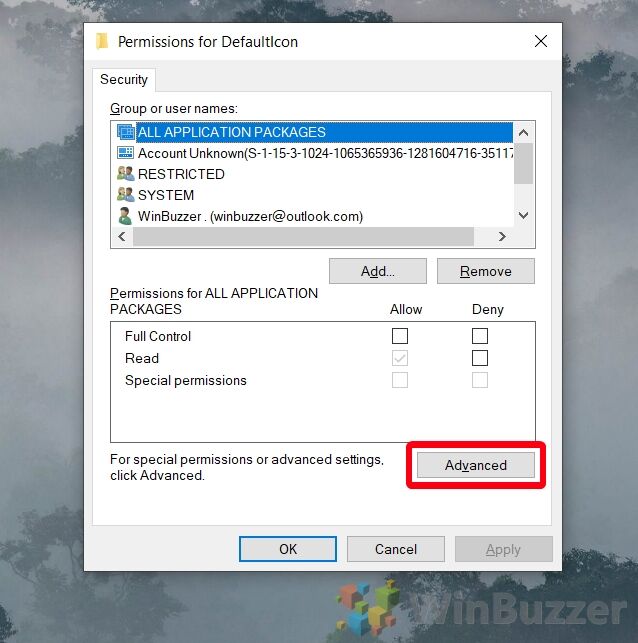 Windows 10 - Regedit - Key To Change Icon of 3D Objects Folder - DefaultIcon - Permissions - Advanced
