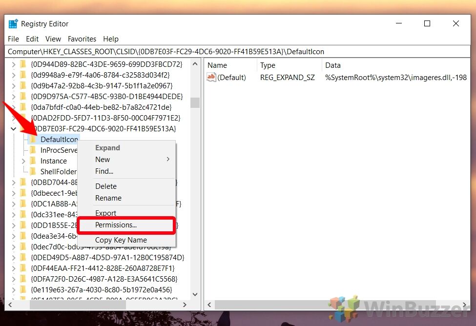 Windows 10 - Regedit - Key To Change Icon of 3D Objects Folder - DefaultIcon - Permissions