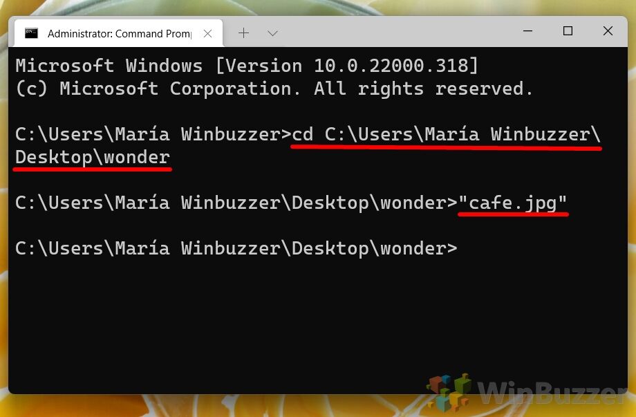 Windows 11 - Elevated Windows Terminal - Command Prompt - Enter the Cmds to Open File