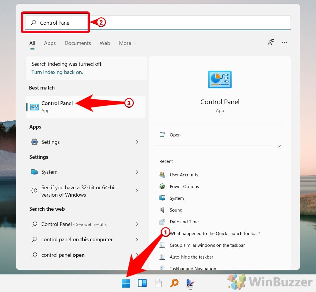Windows 11 - Open Control Panel