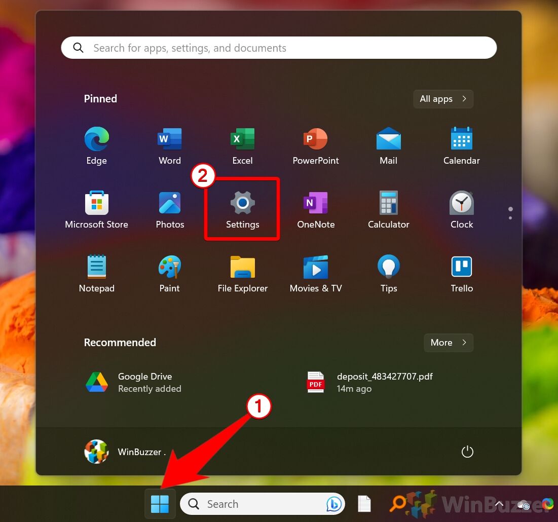 Windows 11 - Open Settings