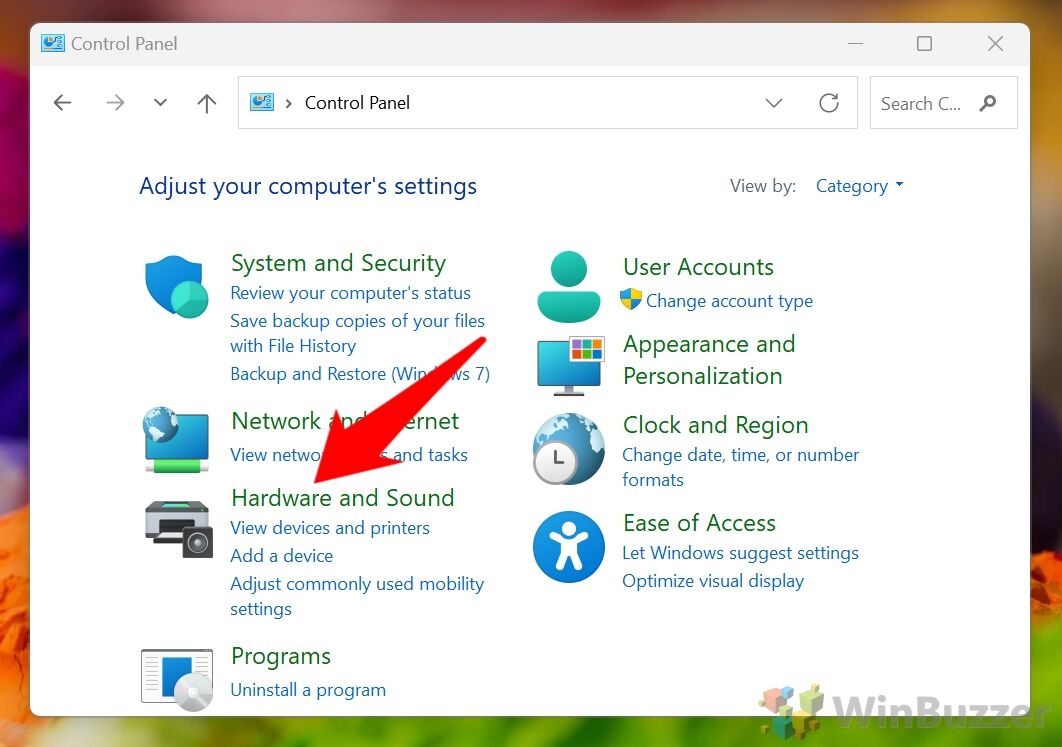 Windows 11 - Control Panel - Hardware & Sound