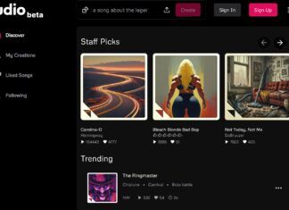 Website of the Udio AI music creator