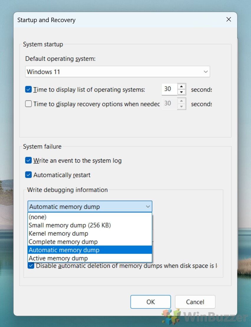 Windows 11 - System Properties - Startup and Recovery