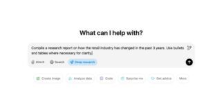 OpenAI Deep Research search input official