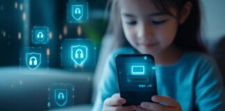 A kid holding a locked smartphone