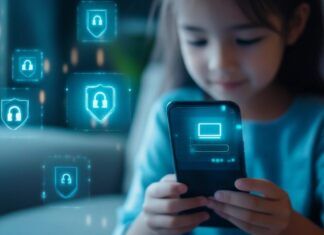 A kid holding a locked smartphone