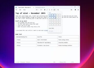Microsoft Notepad table support
